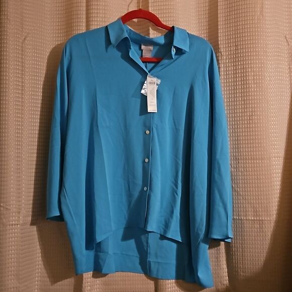 CHICO'S BOXY DOLMAN SHEER SHIRT  1 - Picture 1 of 7